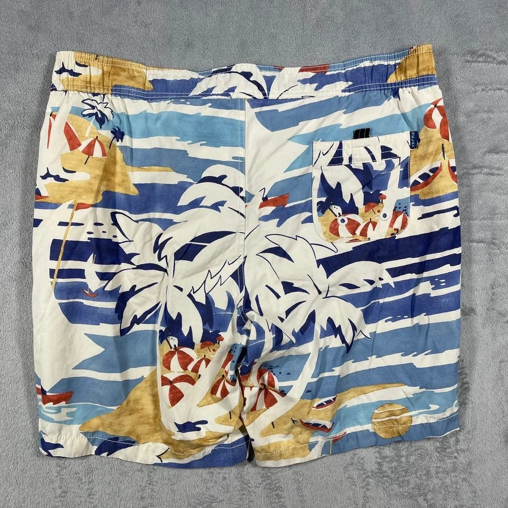 Tommy Bahama‎ Swim Trunks Mens L Blue White Tropical Beach Print Board Shorts